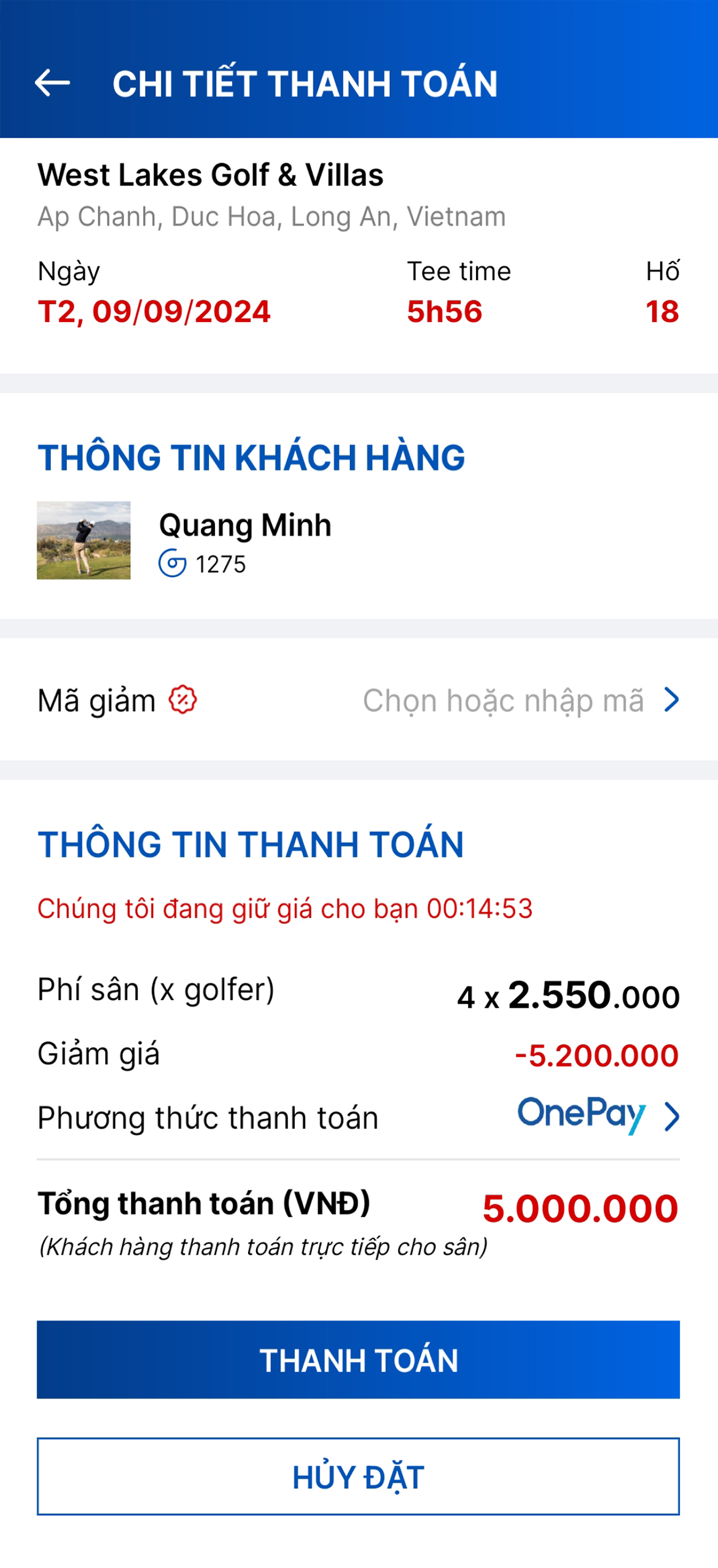 Book thẳng với sân nhận giá tốt nhất